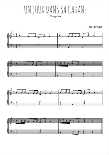 Téléchargez l'arrangement pour piano de la partition de Un jour, dans sa cabane en PDF